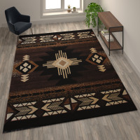 Flash Furniture ACD-RG137-810-CO-GG Mohave Collection 8' x 10' Chocolate Traditional Southwestern Style Area Rug - Olefin Fibers with Jute Backing